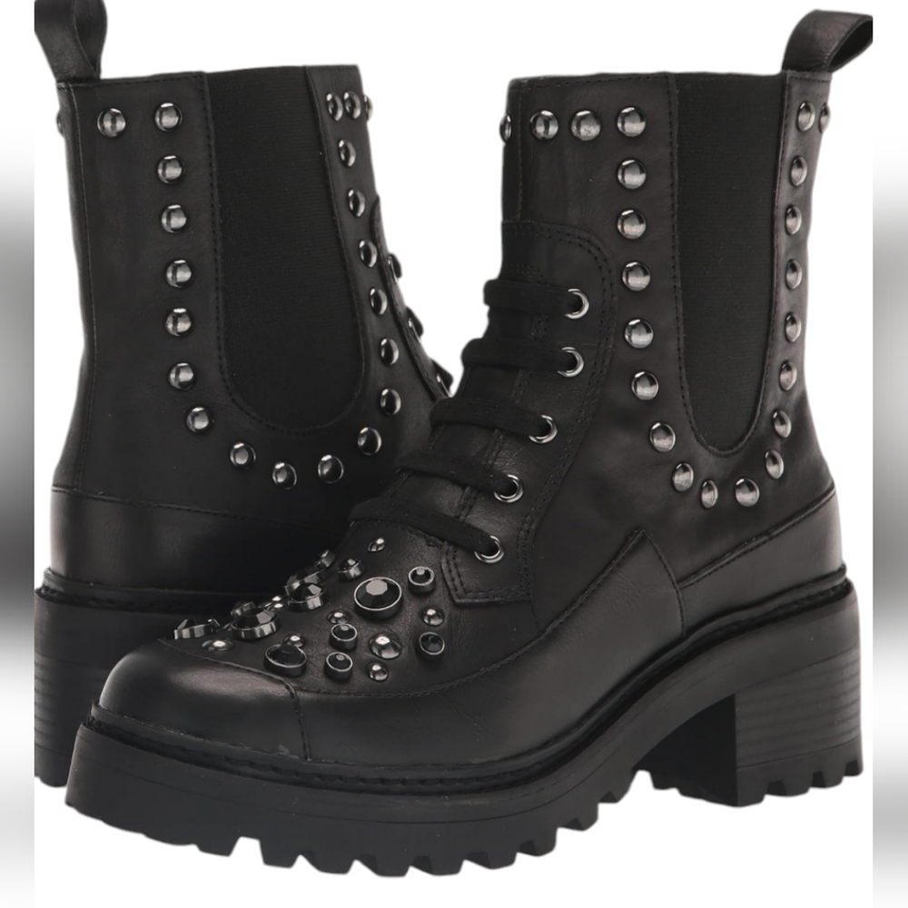 Karl Lagerfeld Paris  Breck Studded Black Ankle Boots Size 7
